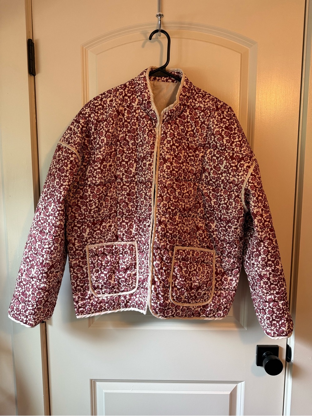 Amazon Floral Quilted Jacket in Burgundy, Pink and Cream